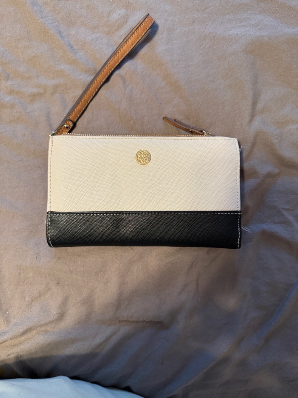 Anne Klein Cream and Black Two-Tone Wristlet